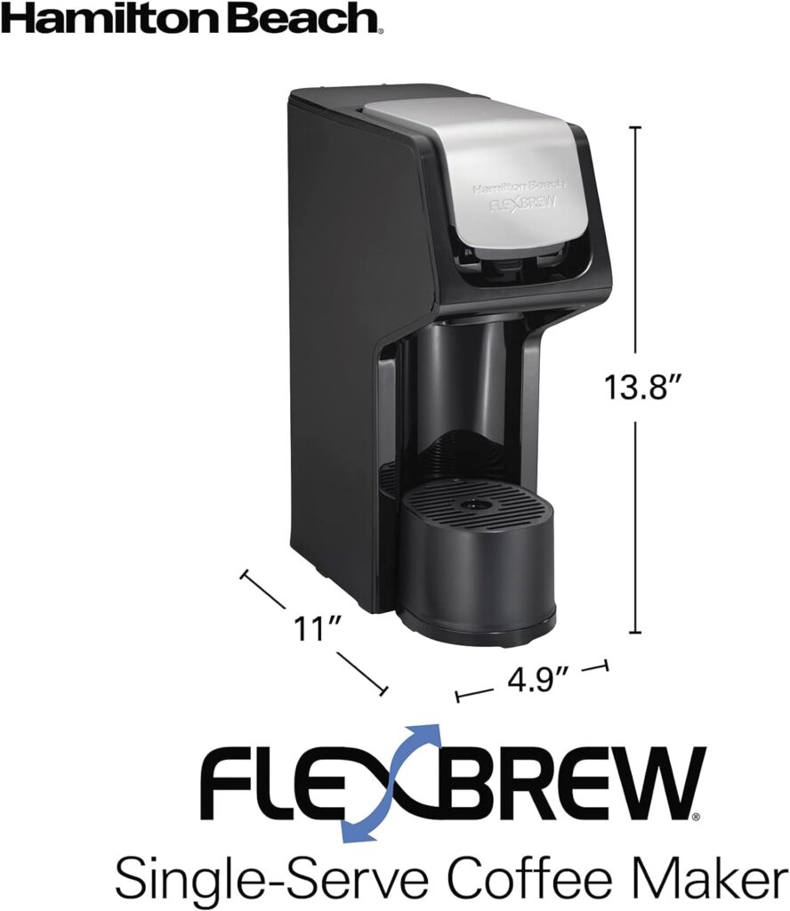 Hamilton Beach 49900 FlexBrew Single-Serve Coffee Maker Compatible with Pod Packs and Grounds, 8 ounces, Black-Fast Brewing