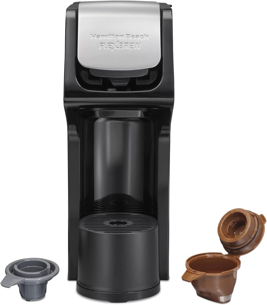 Hamilton Beach 49900 FlexBrew Single-Serve Coffee Maker Compatible with Pod Packs and Grounds, 8 ounces, Black-Fast Brewing