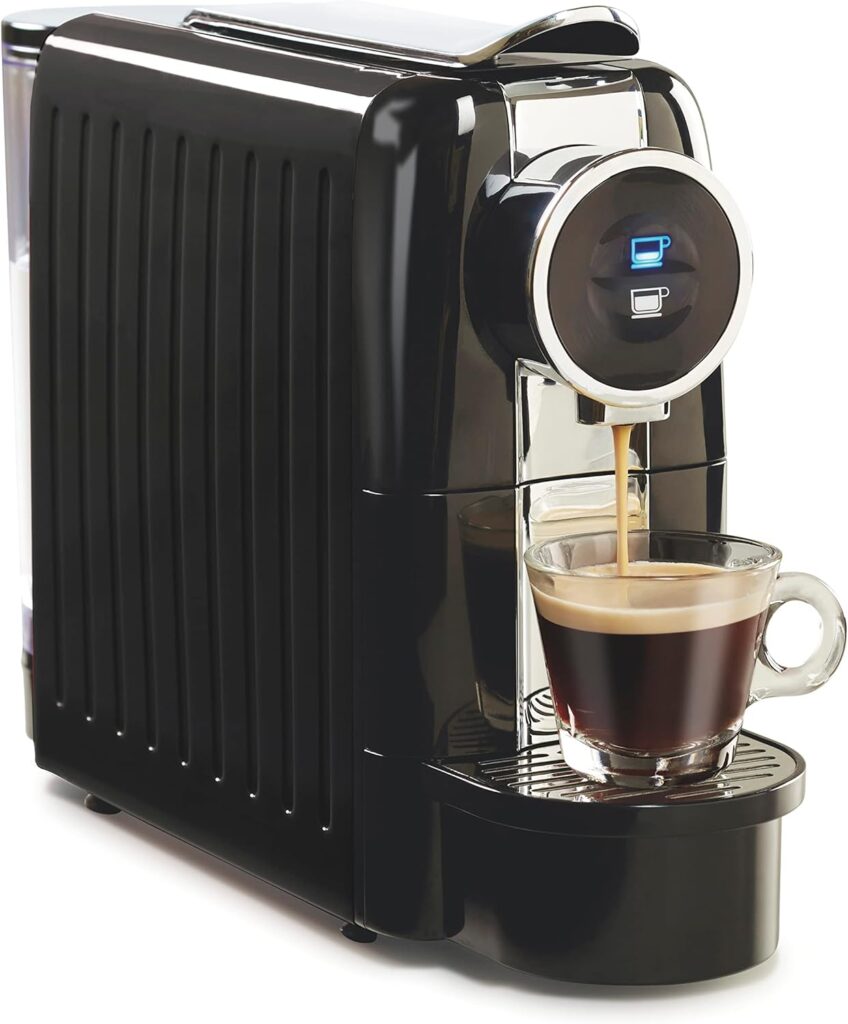 Hamilton Beach Espresso Machine, Compatible with Nespresso Pods, Single Serve Coffee Maker, Powerful Italian 19 Bar Pump, 22 oz. Water Reservoir, Custom Cup Size, Holds 13 Capsules, Black (40726)