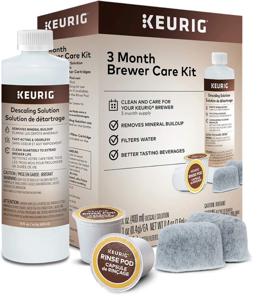 Keurig K-Elite Coffee Maker, Single Serve K-Cup Pod Coffee Brewer, With Iced Coffee Capability  3-Month Brewer Maintenance Kit Includes Descaling Solution, Water Filter Cartridges  Rinse Pods