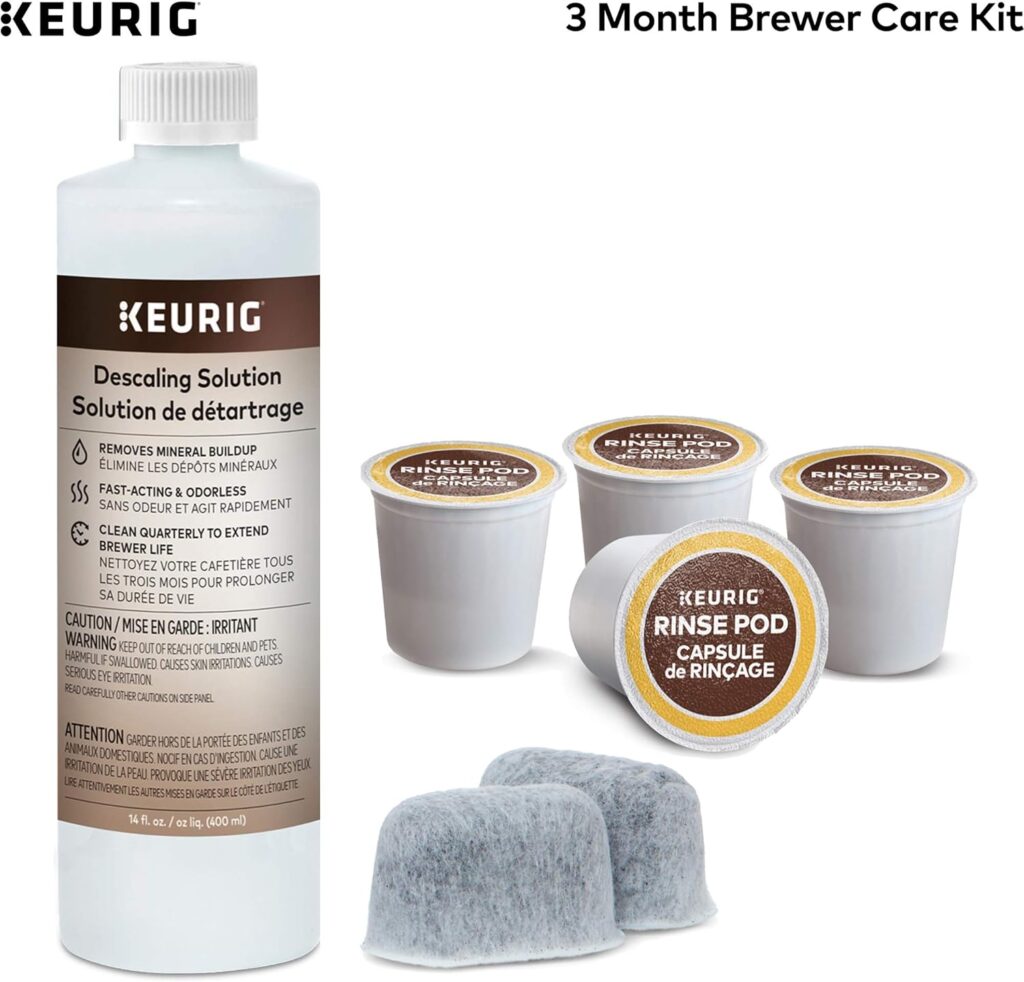 Keurig K-Elite Coffee Maker, Single Serve K-Cup Pod Coffee Brewer, With Iced Coffee Capability  3-Month Brewer Maintenance Kit Includes Descaling Solution, Water Filter Cartridges  Rinse Pods