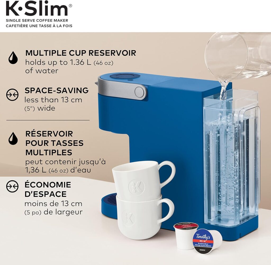 Keurig K-Slim Single Serve K-Cup Pod Coffee Maker, Featuring Simple Push Button Controls And MultiStream Technology, Twilight Blue