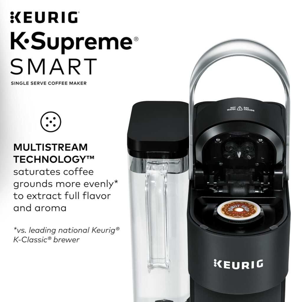 Keurig K-Supreme SMART Coffee Maker, MultiStream Technology, Brews 6-12oz Cup Sizes, Black