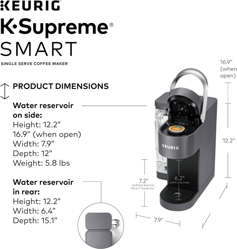 Keurig K-Supreme SMART Coffee Maker, MultiStream Technology, Brews 6-12oz Cup Sizes, Gray