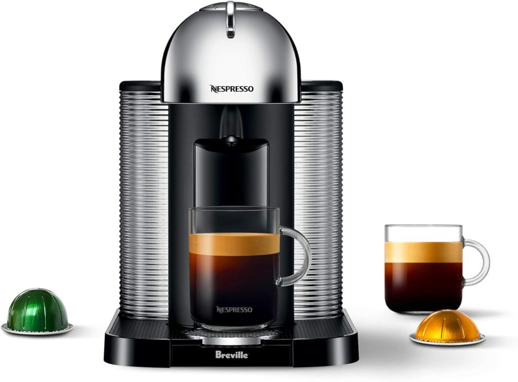 Nespresso Vertuo Coffee and Espresso Machine by Breville,5 Cups, Chrome