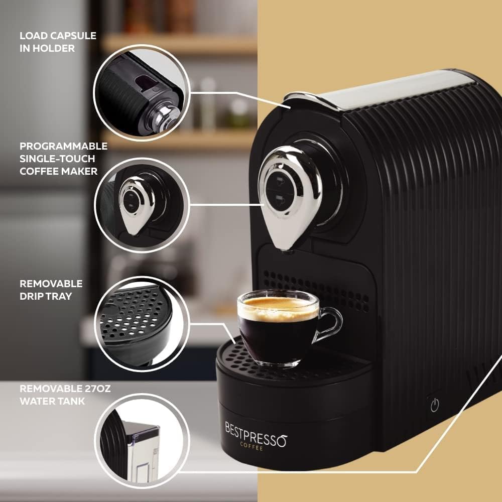 Bestpresso Espresso Machine Single Serve Coffee Maker Compatible with Nespresso Original Capsules 120 pods Variety Pack For Nespresso Original Machine