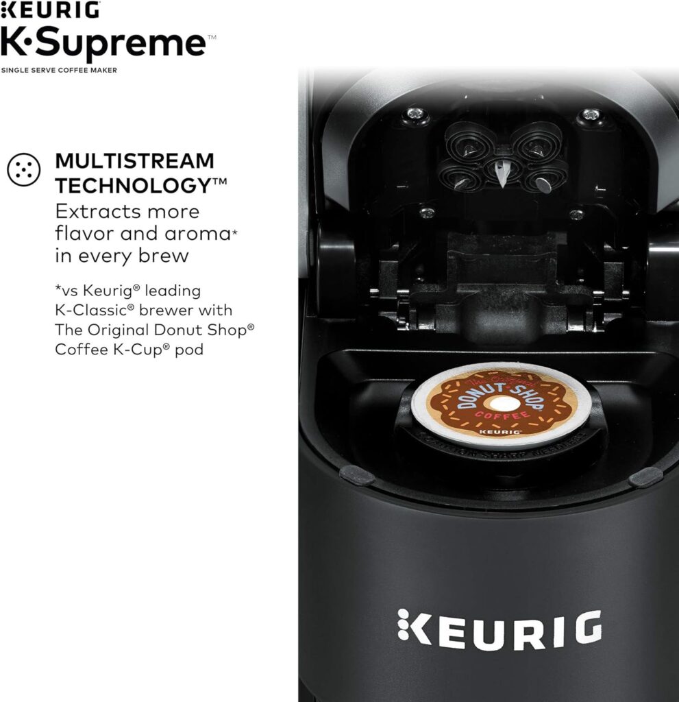 Keurig K-Supreme Coffee Maker, Black + Illy 100% Arabica Bean Signature Italian Blend Roasted Single Serve Drip Brewed Coffee K Cup Pods, Classico Medium Roast, 32Count