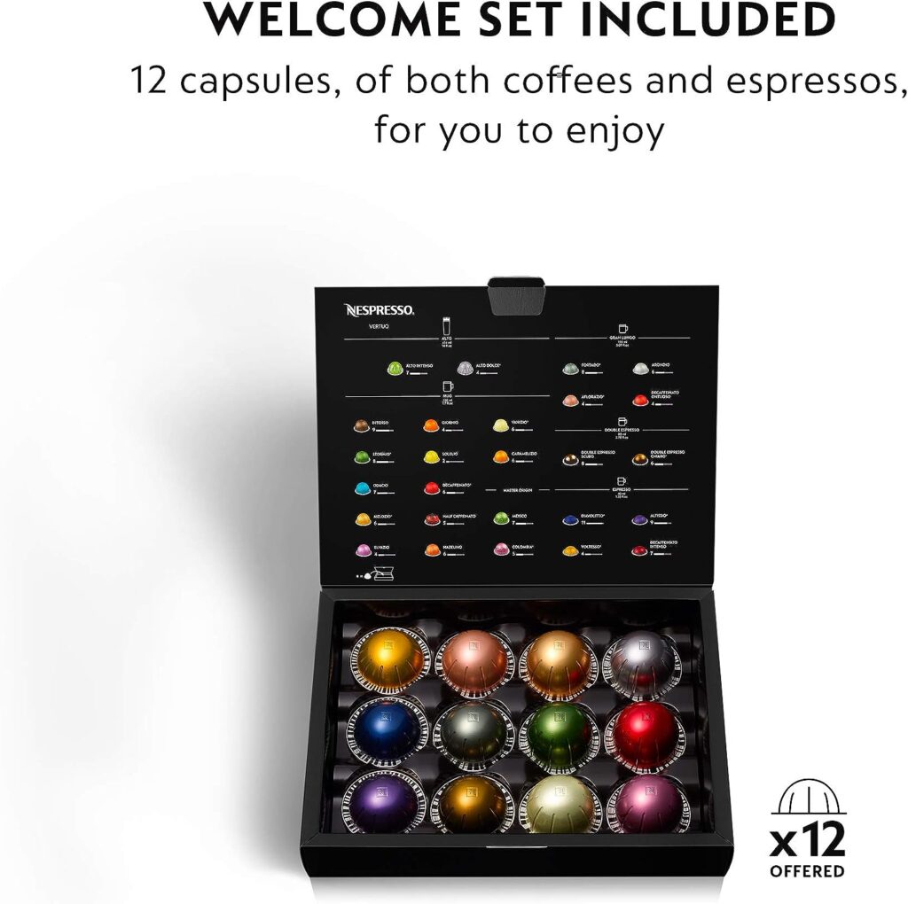 Nespresso VertuoPlus Coffee and Espresso Machine Bundle by DeLonghi with Vertuoline Variety Pack Coffees included